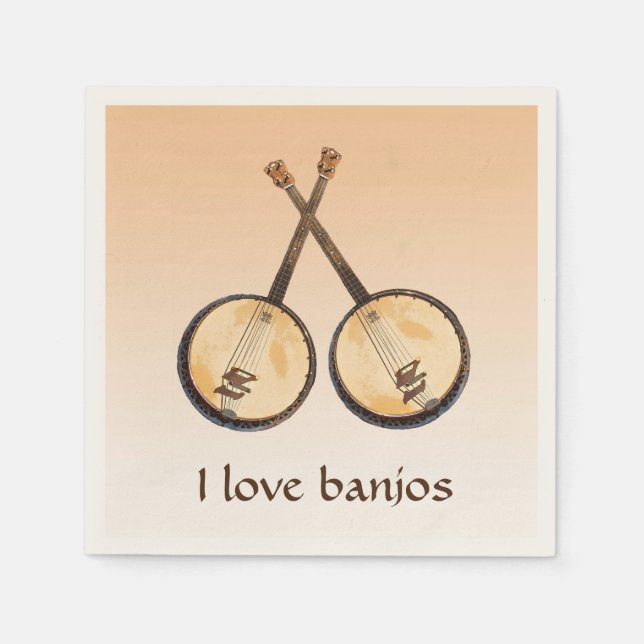 I Love Banjos Music Instruments Paper Napkins (Front)