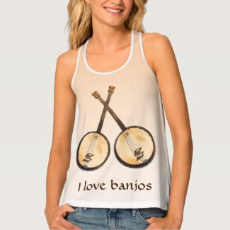 I Love Banjos Music Instruments Tank Top