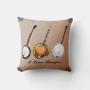 I LOVE BANJOS THROW PILLOW