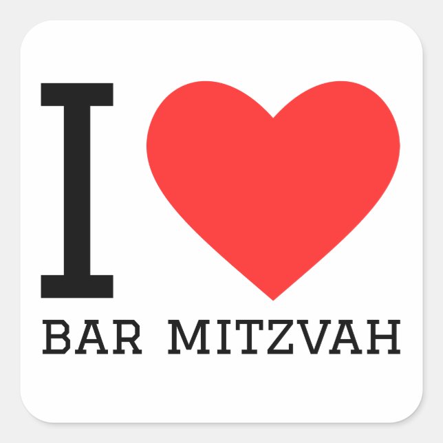 I love bar mitzvah square sticker (Front)