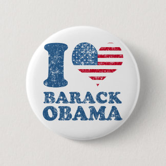 I love Barack Obama (flag) button