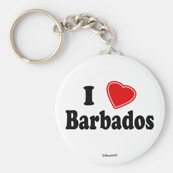 I Love Barbados Keychain