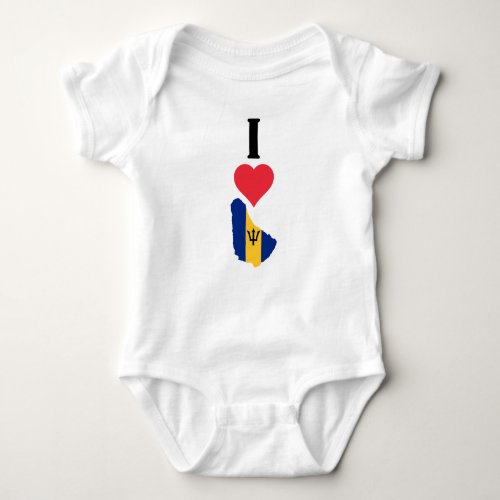 I Love Barbados Vertical I Heart Country Flag Map Baby Bodysuit