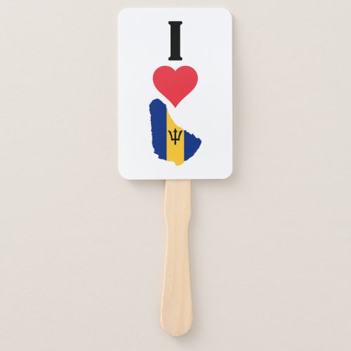 I Love Barbados Vertical I Heart Country Flag Map Hand Fan