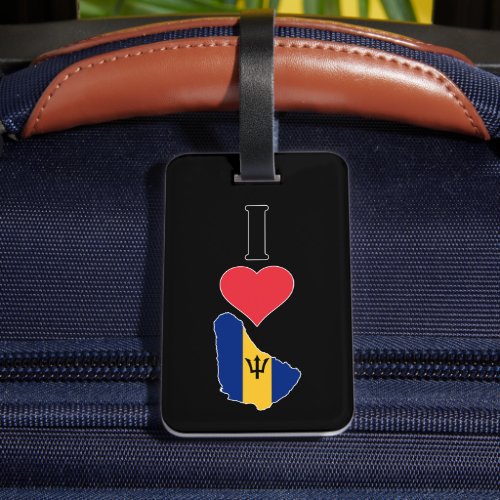 I Love Barbados Vertical I Heart Country Flag Map Luggage Tag