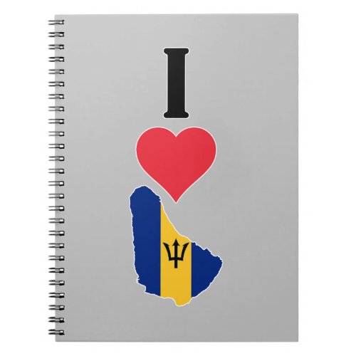 I Love Barbados Vertical I Heart Country Flag Map Notebook