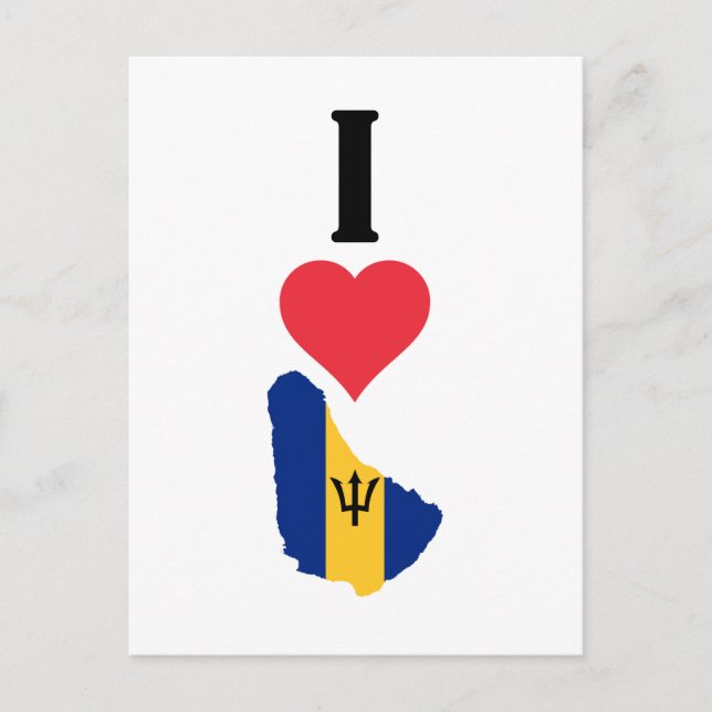 I Love Barbados Vertical I Heart Country Flag Map Postcard (Front)