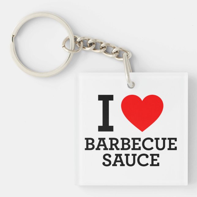 I Love Barbecue Sauce Keychain (Front)