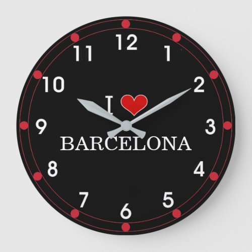 I Love Barcelona Large Clock
