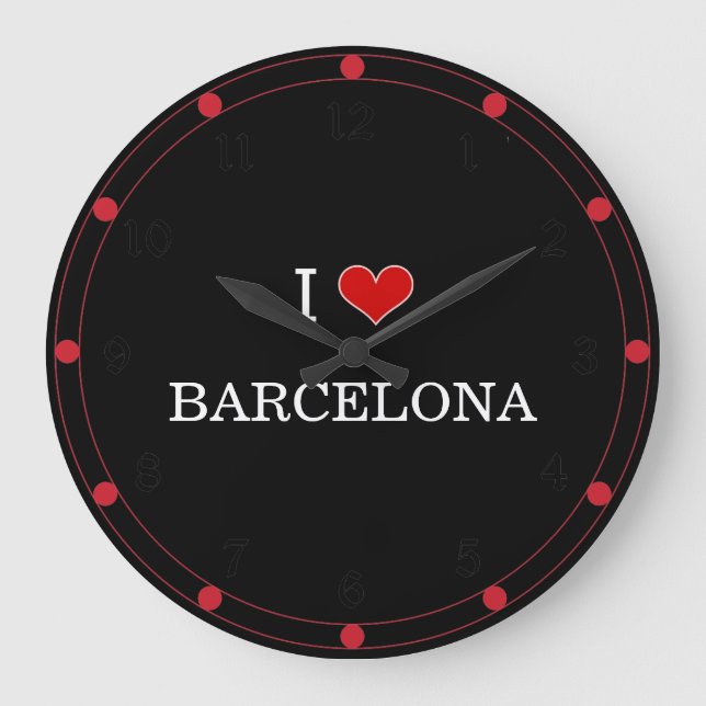 I Love Barcelona Large Clock (Front)