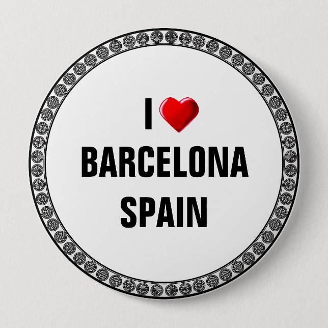 I LOVE BARCELONA, SPAIN BUTTON (Front)