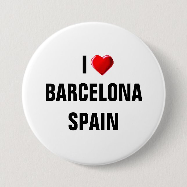 I LOVE BARCELONA, SPAIN BUTTON (Front)