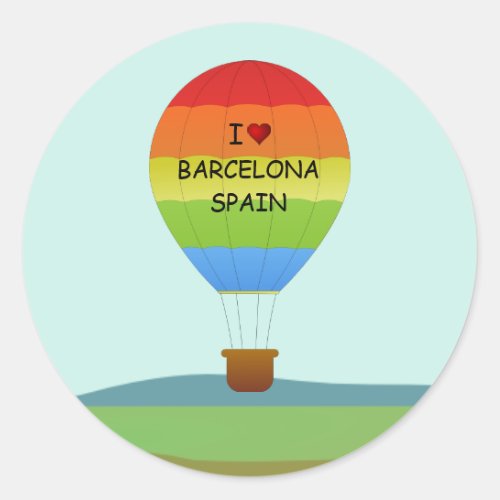 I Love Barcelona Spain Hot Air Balloon Classic Round Sticker