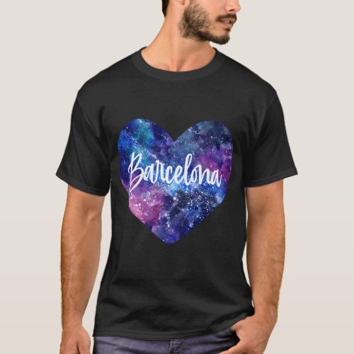 I Love Barcelona Spain Space Galaxy T_Shirt