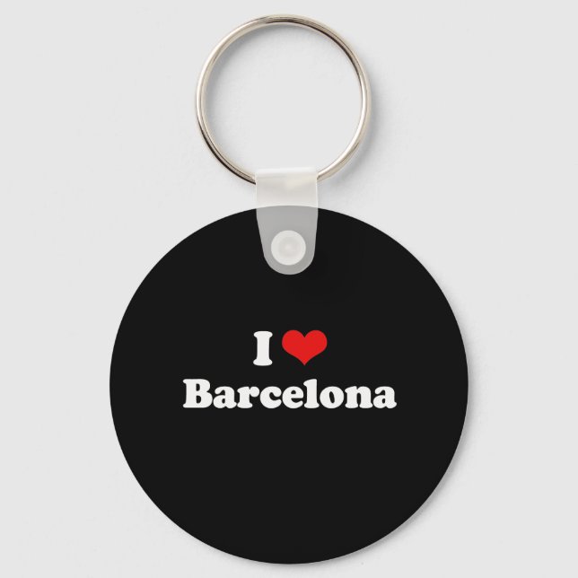 I Love Barcelona Tshirt White Tshirt Keychain (Front)