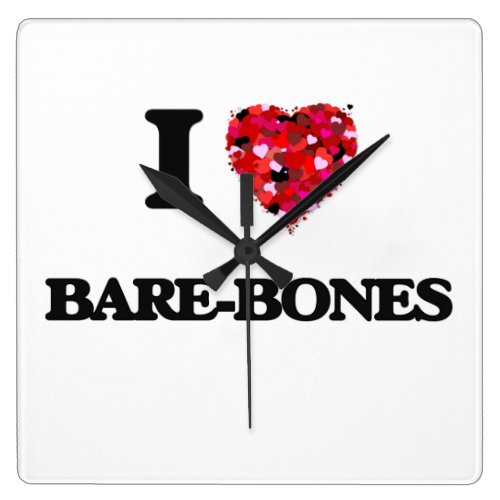 I Love Bare-Bones Square Wallclock