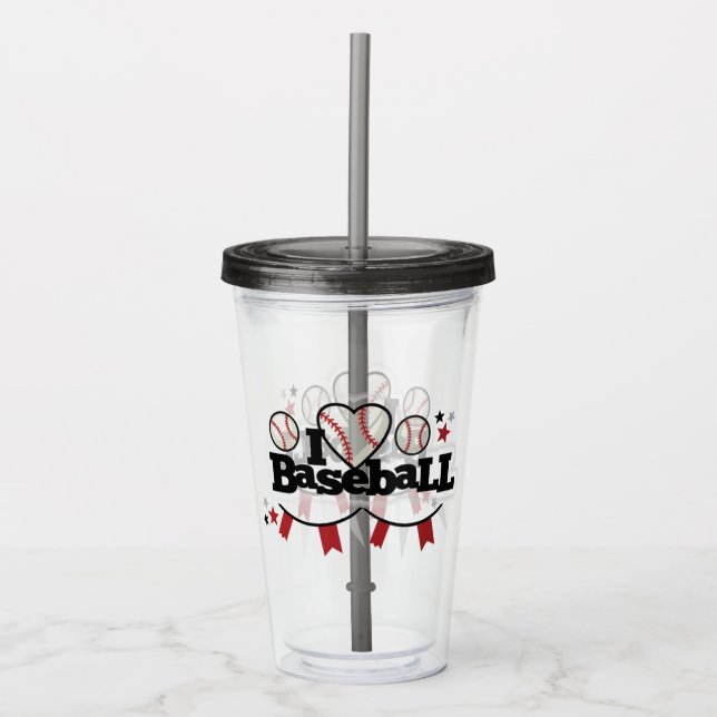 I Love Baseball Acrylic Tumbler (Front)