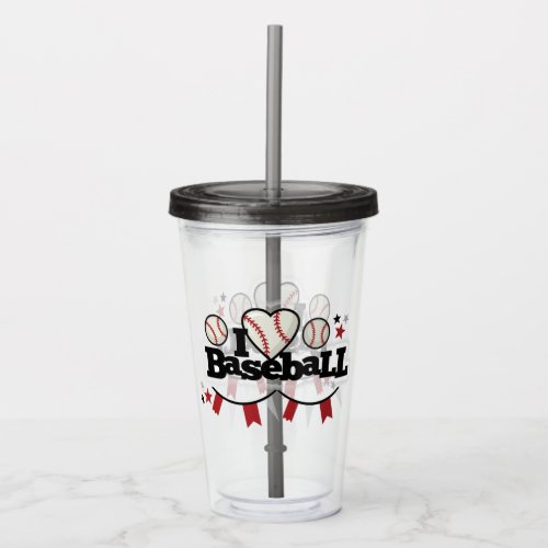 I Love Baseball Acrylic Tumbler