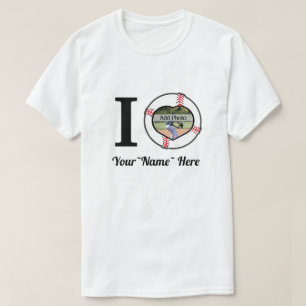 I Love Baseball, Add name , Heart photo Frame T-Shirt