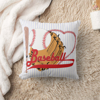 I Love Baseball - Ball, Bat, Baseball Glove Throw Pillow