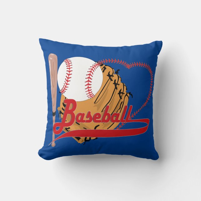 I Love Baseball - Ball, Bat, Baseball Glove Throw Pillow (Front)
