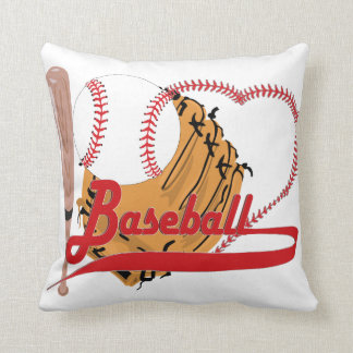 I Love Baseball - Ball, Bat, Baseball Glove Throw Pillow