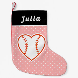 I Love Baseball Ball Heart Player Coach Name Sport Small Christmas Stocking