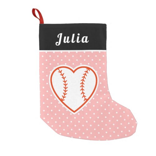 I Love Baseball Ball Heart Player Coach Name Sport Small Christmas Stocking