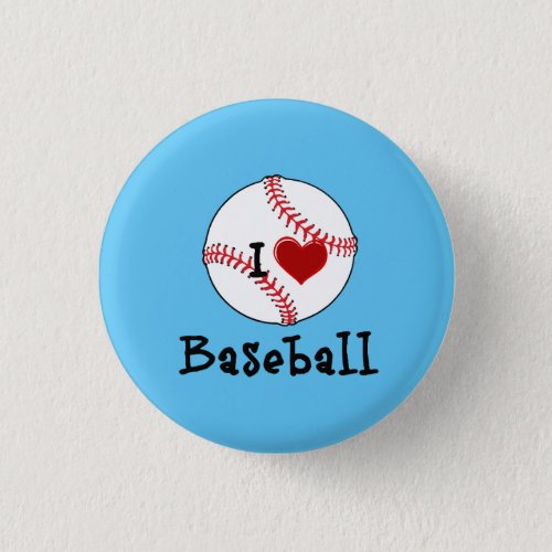 I Love Baseball Button