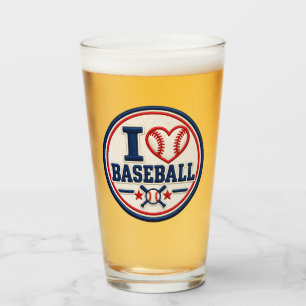 I Love Baseball Drinking Glass   Baseball Lover Sp