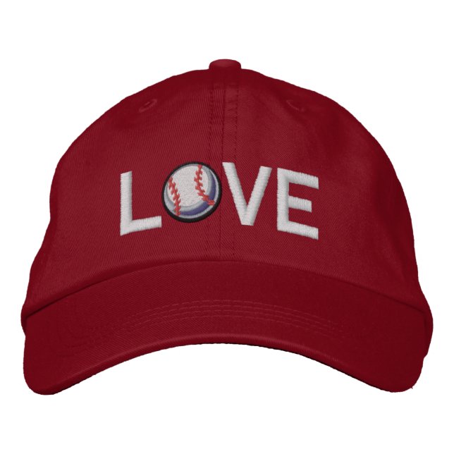 I Love Baseball Embroidered Baseball Hat (Front)