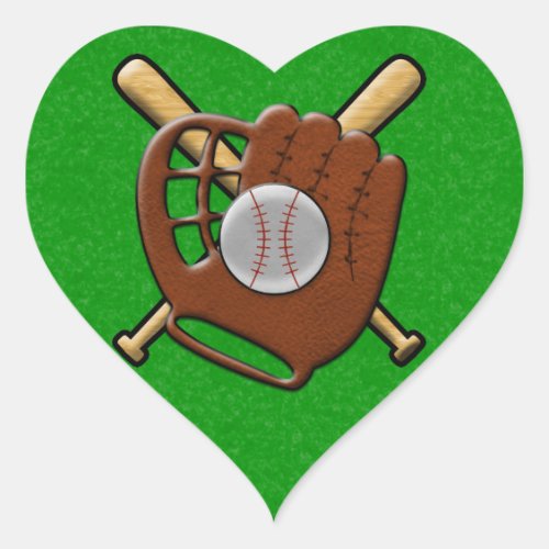 I Love Baseball Heart Sticker