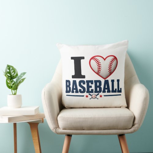 I Love Baseball Personalized Baseball Room Decor D Throw Pillow