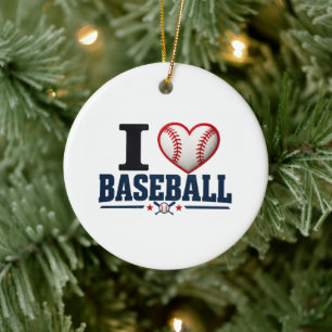 I Love Baseball Personalized Christmas Keepsake De Ceramic Ornament