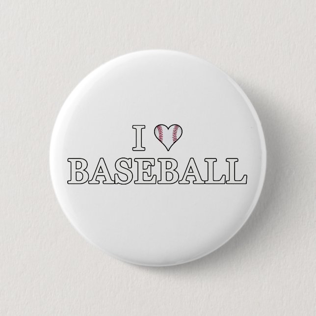 I Love Baseball Pinback Button (Front)