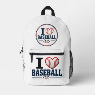 I Love Baseball Player & Baseball Fan Design Printed Backpack