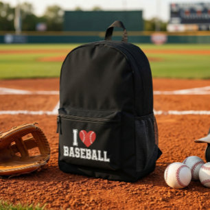 I Love Baseball Printed Backpack