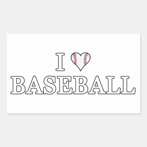 I Love Baseball Rectangular Sticker