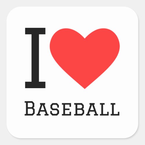 I love baseball square sticker