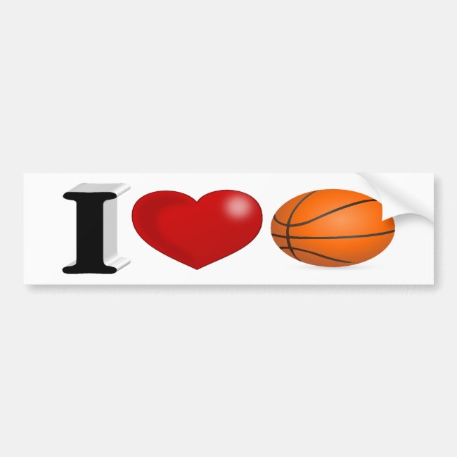 I Love Basketball 3D Bumper Sticker