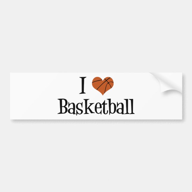 I Love Basketball Bumper Sticker (Front)