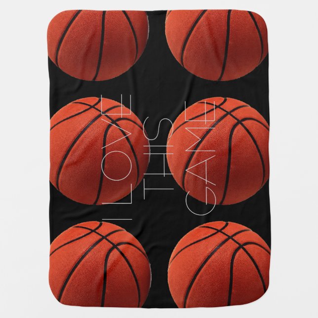 I Love Basketball Close-Up Baby Blanket (Front)