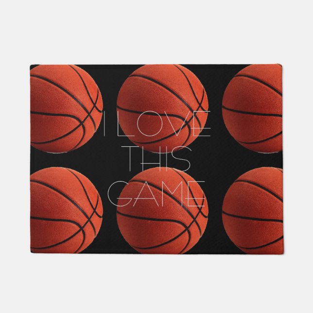 I Love Basketball Close-Up Doormat (Front)