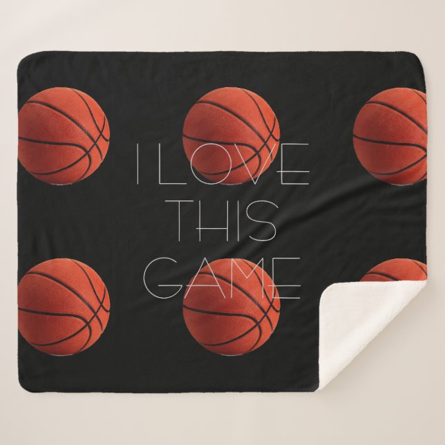 I Love Basketball Close-Up Sherpa Blanket (Front (Horizontal))