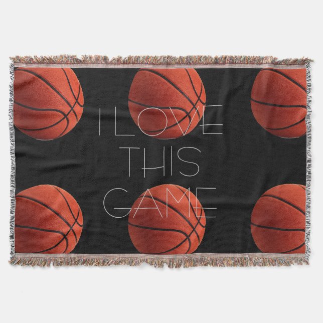 I Love Basketball Close-Up Throw Blanket (Front)