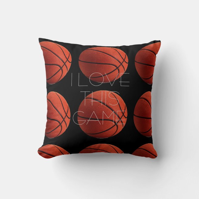 I Love Basketball Close-Up Throw Pillow (Front)