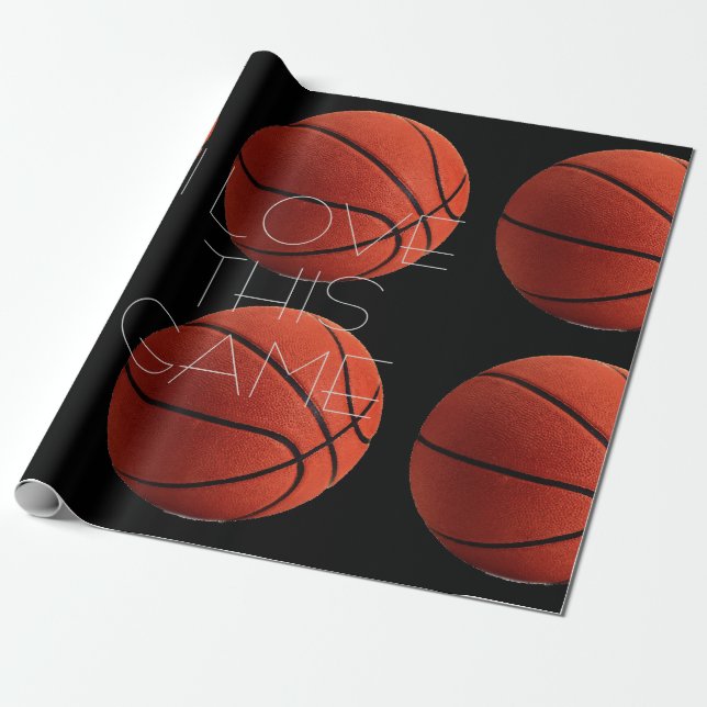 I Love Basketball Close-Up Wrapping Paper (Unrolled)