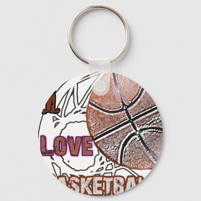 I Love Basketball Defense! Keychain (Front)
