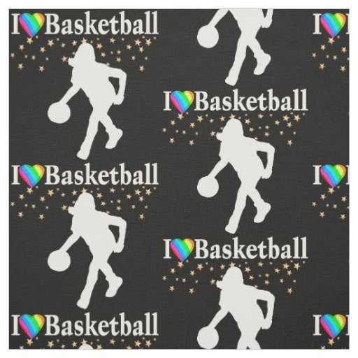 I LOVE BASKETBALL DESIGN FABRIC