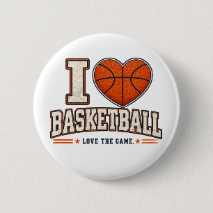 I Love Basketball Fan Button & Team Spirit Design